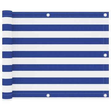 Vidaxl Balkonsko platno belo in modro 75x600 cm oksford blago