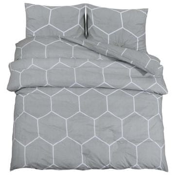 Vidaxl Komplet prevleke za odejo siva in bela 240x220 cm bombaž