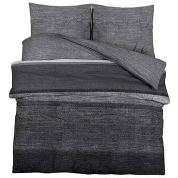 Vidaxl Komplet prevleke za odejo temno sivo in črno 240x220 cm bombaž