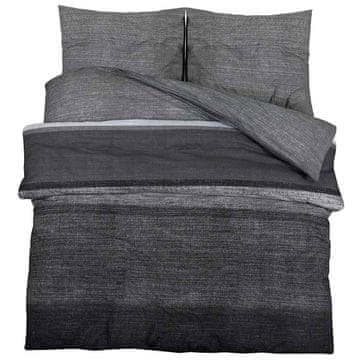 Vidaxl Komplet prevleke za odejo temno siva in črna 135x200 cm bombaž