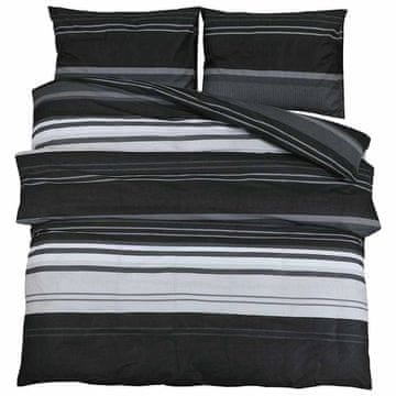 Vidaxl Komplet prevleke za odejo črne črte 240x220 cm bombaž