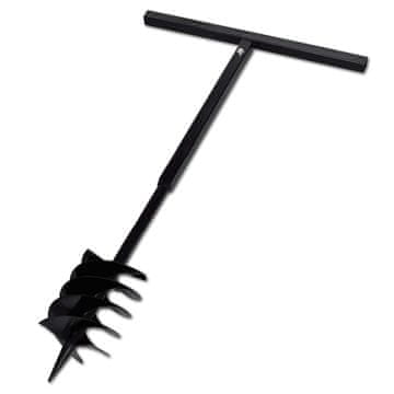 Vidaxl Jeklen spiralni vrtalni sveder za zemljo z ročajem 180 mm črne barve
