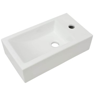 Vidaxl Pravokotni umivalnik keramika bele barve 46x25,5x12 cm