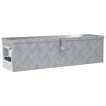 Vidaxl Skrinja iz aluminija 80,5x22x22 cm srebrne barve