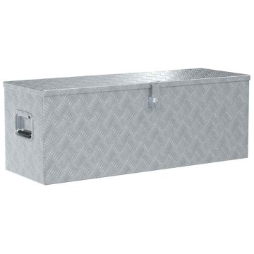 Vidaxl Skrinja iz aluminija 110,5 x 38,5 x 40 cm srebrne barve