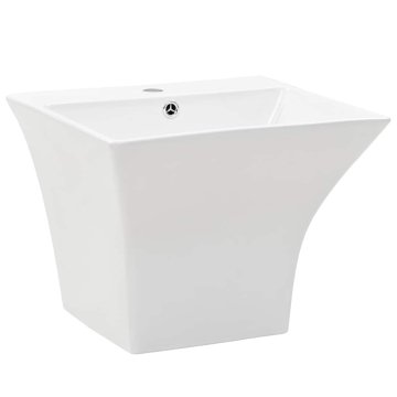 Vidaxl Stenski umivalnik iz keramike 500x450x410 mm bel