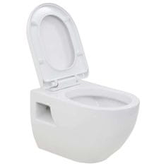 Vidaxl Viseča WC školjka keramična bela