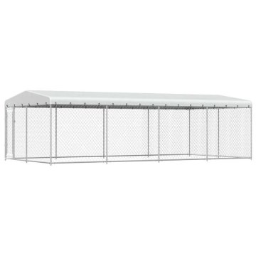 Vidaxl Zunanji pasji boks s streho 7,6x3,8x2,3 m