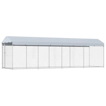 Vidaxl Zunanji pasji boks s streho 760x190x225 cm