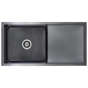 Vidaxl Ročno izdelano kuhinjsko pomivalno korito črno nerjaveče jeklo