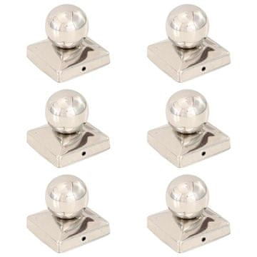 Vidaxl Pokrovčki za stebričke 6 kosov krogle nerjaveče jeklo 81x81 mm
