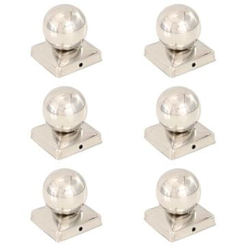 Vidaxl Pokrovčki za stebričke 6 kosov krogle nerjaveče jeklo 101x101mm