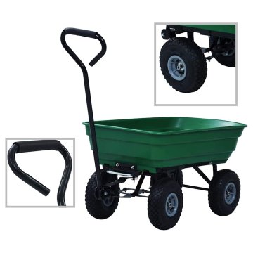 Vidaxl Vrtni ročni voziček 300 kg 75 L zelen