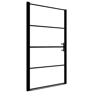 Vidaxl Vrata za tuš kaljeno steklo 81x195 cm črna