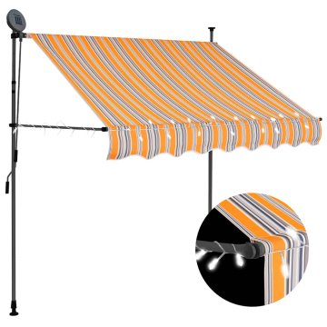 Vidaxl Ročno zložljiva tenda z LED lučkami 100 cm rumena in modra