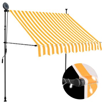 Vidaxl Ročno zložljiva tenda z LED lučkami 100 cm bela in oranžna