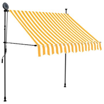 Vidaxl Ročno zložljiva tenda z LED lučkami 150 cm bela in oranžna
