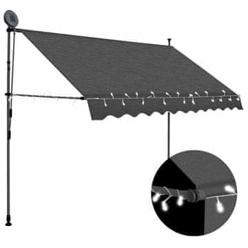 Vidaxl Ročno zložljiva tenda z LED lučkami 300 cm antracitna