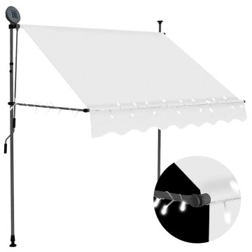 Vidaxl Ročno zložljiva tenda z LED lučkami 100 cm krem