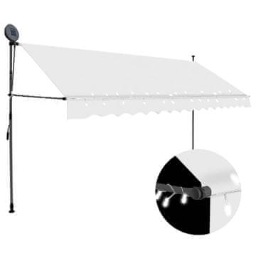 Vidaxl Ročno zložljiva tenda z LED lučkami 400 cm krem