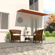 Vidaxl Zložljiva tenda 350x150 cm oranžna in rjava