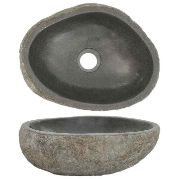 Vidaxl Umivalnik iz rečnega kamna ovalen (29-38)x(24-31) cm
