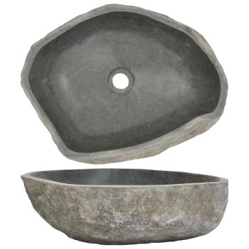 Vidaxl Umivalnik iz rečnega kamna ovalen (45-53)x(34-41) cm
