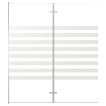 Vidaxl Tuš stena za kopalno kad 120x140 cm kaljeno steklo črtasta