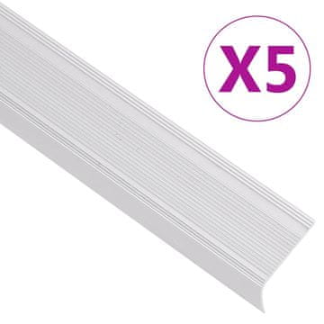 Vidaxl Obroba za stopnice L-oblike 5 kosov aluminij 100 cm srebrna