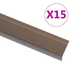 Vidaxl Obrobe za stopnice L-oblike 15 kosov aluminij 100 cm rjave