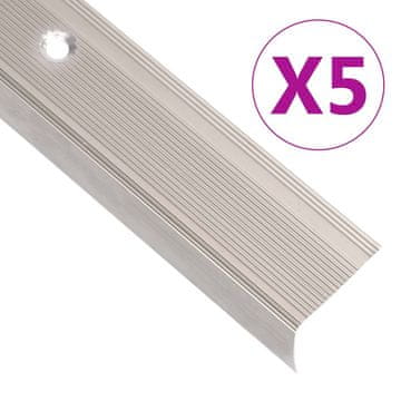 Vidaxl Obroba za stopnice L-oblike 5 kos aluminij 90 cm barva penine
