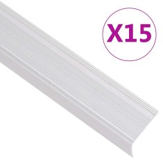 Vidaxl Obrobe za stopnice L-oblike 15 kosov aluminij 100 cm srebrne
