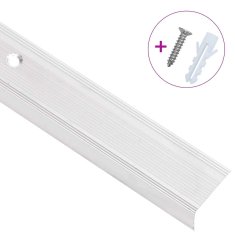 Vidaxl Obrobe za stopnice L-oblike 15 kosov aluminij 90 cm srebrne