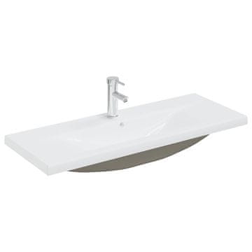 Vidaxl Vgradni umivalnik s pipo 101x39x18 cm keramičen bel