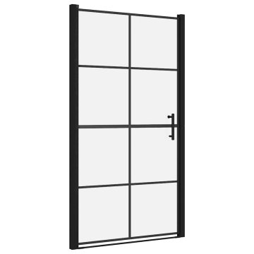 Vidaxl Vrata za tuš kaljeno steklo 100x178 cm črna