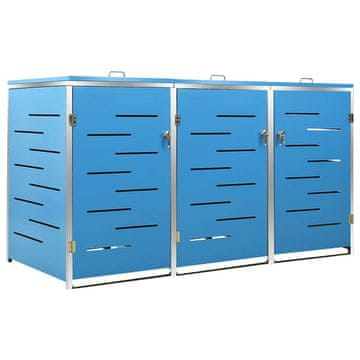 Vidaxl Trojna lopa za smetnjak 207x77,5x115 cm nerjaveče jeklo