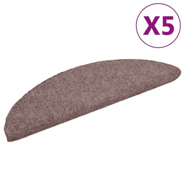 Vidaxl Preproge za stopnice, samolepilne, 5 kosov, 56x17x3 cm, svetlo rjave, polkrožne