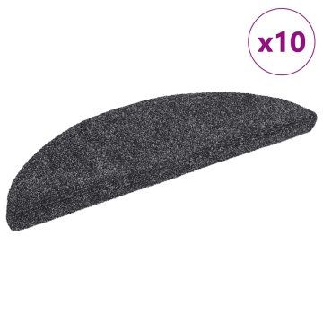 Vidaxl Preproge za stopnice samolepilne 10 kosov 56x17x3 cm temno sive polkrožne