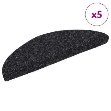 Vidaxl Preproge za stopnice samolepilne 5 kosov 56x17x3 cm črne polkrožne