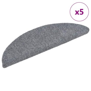 Vidaxl Preproge za stopnice samolepilne 5 kosov 56x17x3 cm svetlo sive polkrožne
