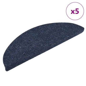 Vidaxl Preproge za stopnice samolepilne 5 kosov 56x17x3 cm modre polkrožne