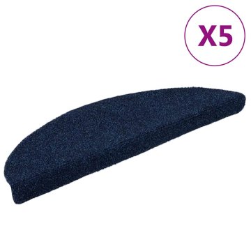 Vidaxl Preproge za stopnice, samolepilne, 5 kosov, 56x17x3 cm, temno modre, polkrožne