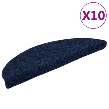 Vidaxl Preproge za stopnice samolepilne 10 kosov 56x17x3 cm temno modre polkrožne