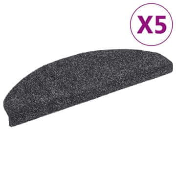 Vidaxl Preproge za stopnice, samolepilne, 5 kosov, 65 x 21 x 4 cm, temno sive, polkrožne, velike