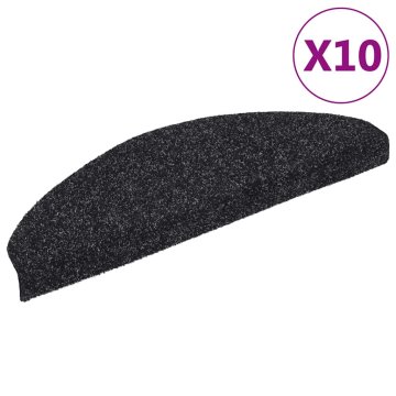 Vidaxl Preproge za stopnice, samolepilne, 10 kosov, 65x21x4 cm, črne, polkrožne, velike