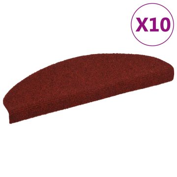 Vidaxl Preproge za stopnice samolepilne 10 kosov 65x21x4 cm bordo rdeče polkrožne velike