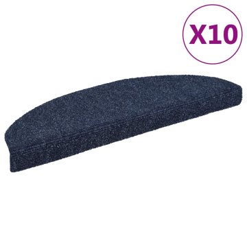 Vidaxl Preproge za stopnice, samolepilne, 10 kosov, 65x21x4 cm, modre, polkrožne, velike