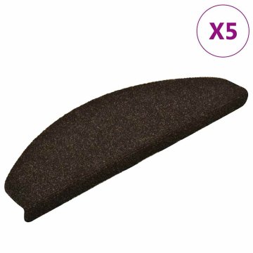 Vidaxl Preproge za stopnice, samolepilne, 5 kosov, 65 x 21 x 4 cm, temno rjave, polkrožne, velike