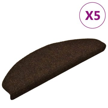 Vidaxl Preproge za stopnice, samolepilne, 5 kosov, 65 x 21 x 4 cm, rjave, polkrožne, velike