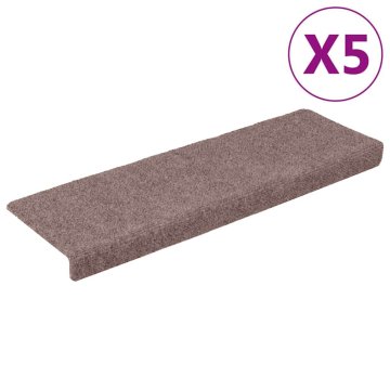 Vidaxl Preproge za stopnice samolepilne 5 kosov 65x21x4 cm svetlo rjave barve s pravokotnim robom